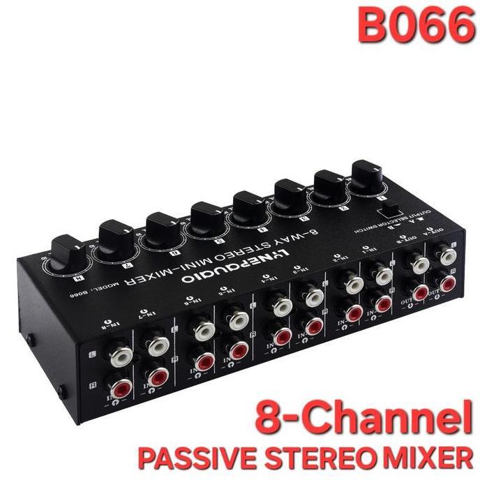 LINEP B066 Mini Stereo 8-channel Passive Mixer 8ch Stereo RCA