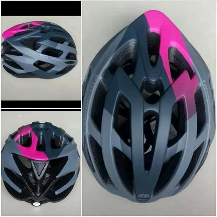 Helm Sepeda Polygon Rustle Matt Black Pink For Balap Road Bike Rb Mtb Original Dan Terpercaya