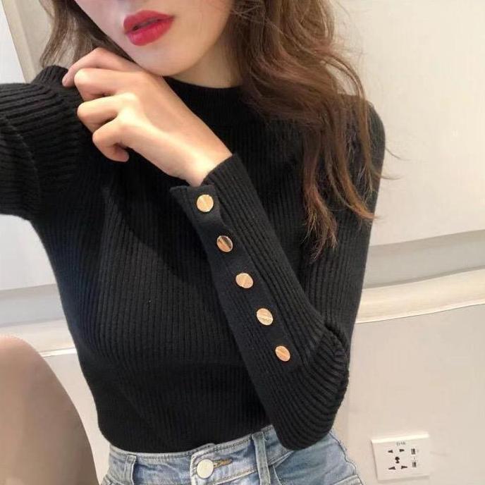 Donttouch- Atasan Rajut Inner Jumbo 7017-2 Dengan Kancing Aktif - Knitwear, Nita Oversize Baju