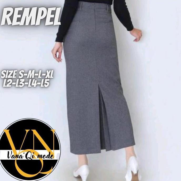 Keep- Vana'Qi Mode Rok Span Biron Hitam Navy Abu Panjang 95Cm Bahan Gabardin Formal Kantor Size S-Xl