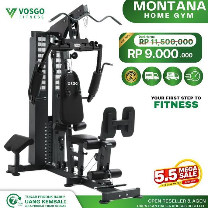 Montana Vosgo Alat Fitness Home Gym 1 Sisi Berat 72kg Dilengkapi Stack Cover dan Variasi Gerakan unt
