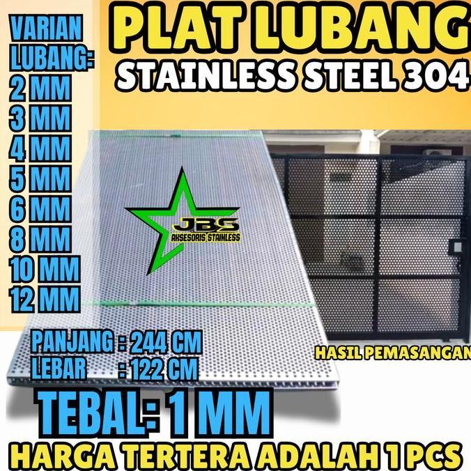 PLAT LUBANG 304 - 122CMX244CM - (1 MM) - LUBANG 2MM STAINLESS 304- PLAT PERFORATED HS754