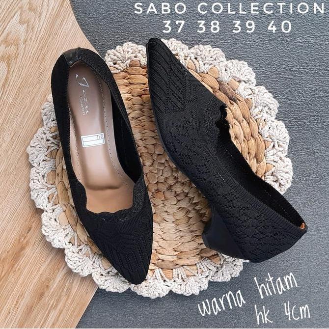 SEPATU SLIP ON RAJUT HEELS 4 CM | SEPATU PANTOFEL WANITA SEPATU KERJA BAHAN RAJUT IMPORT HAK 4 CM AL