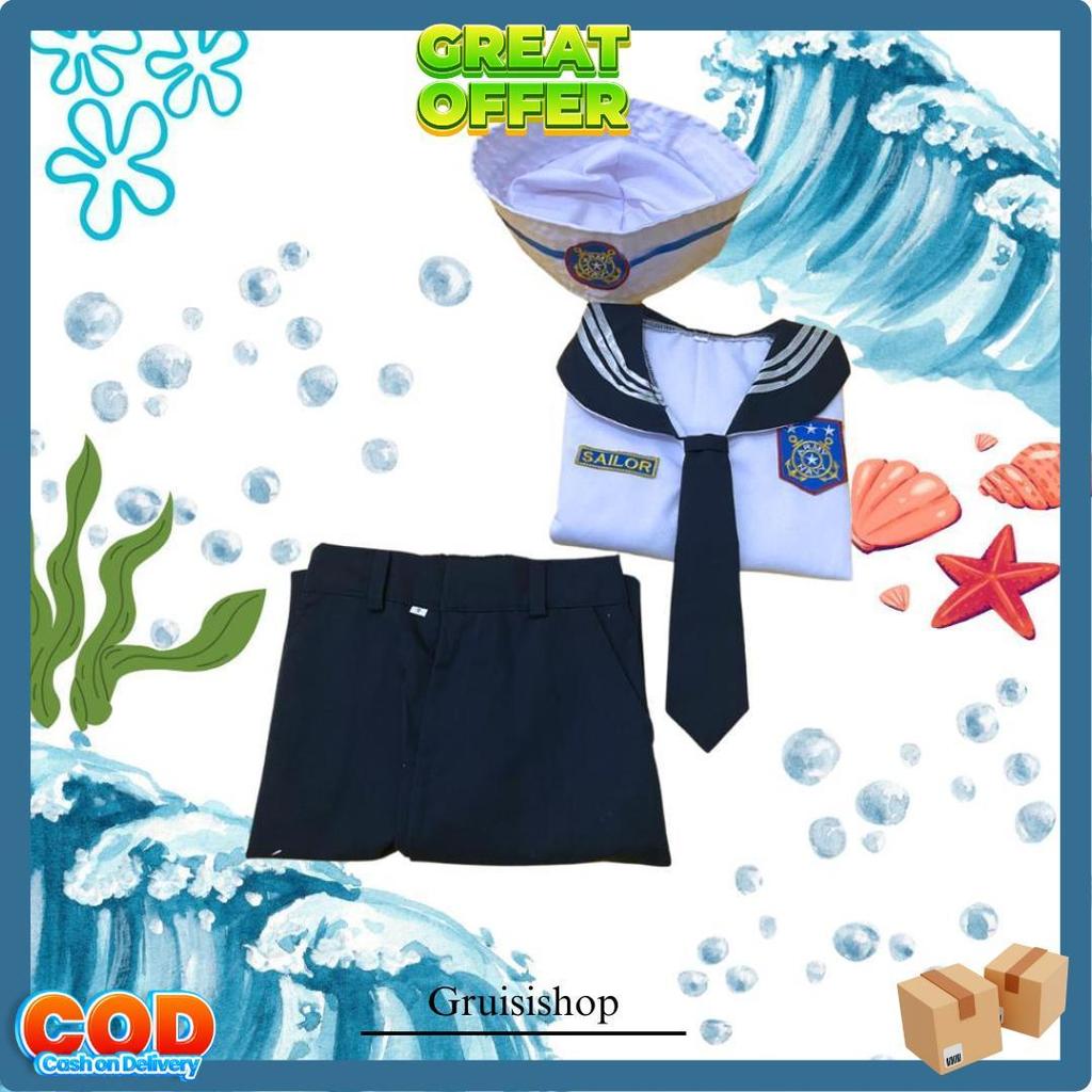 Kostum Baju Seragam Pelaut Sailor Popeye Popaye Cilik Anak Nahkoda Kapal Anak Pakaian Setelan Set Ju