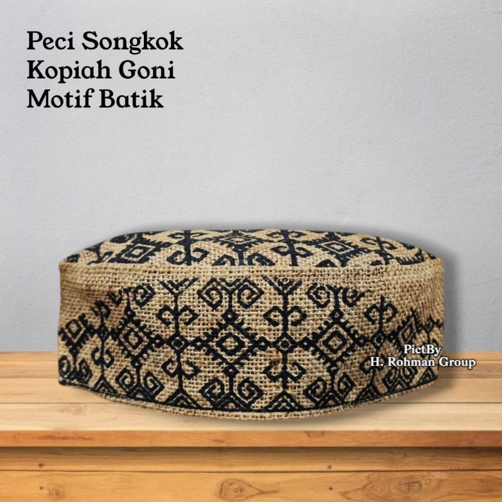 Peci Songkok Goni Motif Batik Warna Natural Original Laris Manis