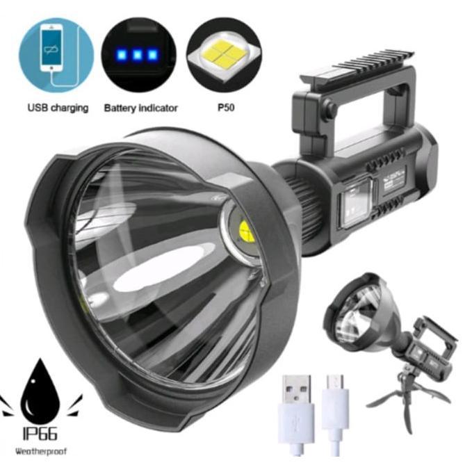 Senter Sorot W591 Big Lamp 8000 Lumens LED - Senter LED Multifungsi Super Bright Waterproof & Tripod