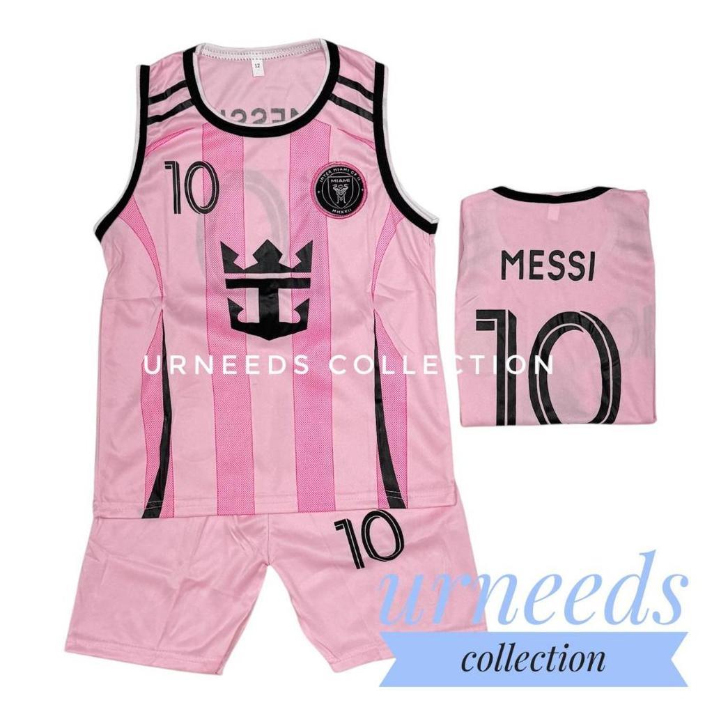 SETELAN BAJU JERSEY SINGLET SEPAK BOLA  TERBARU SET ANAK INTRMIAMI PINK