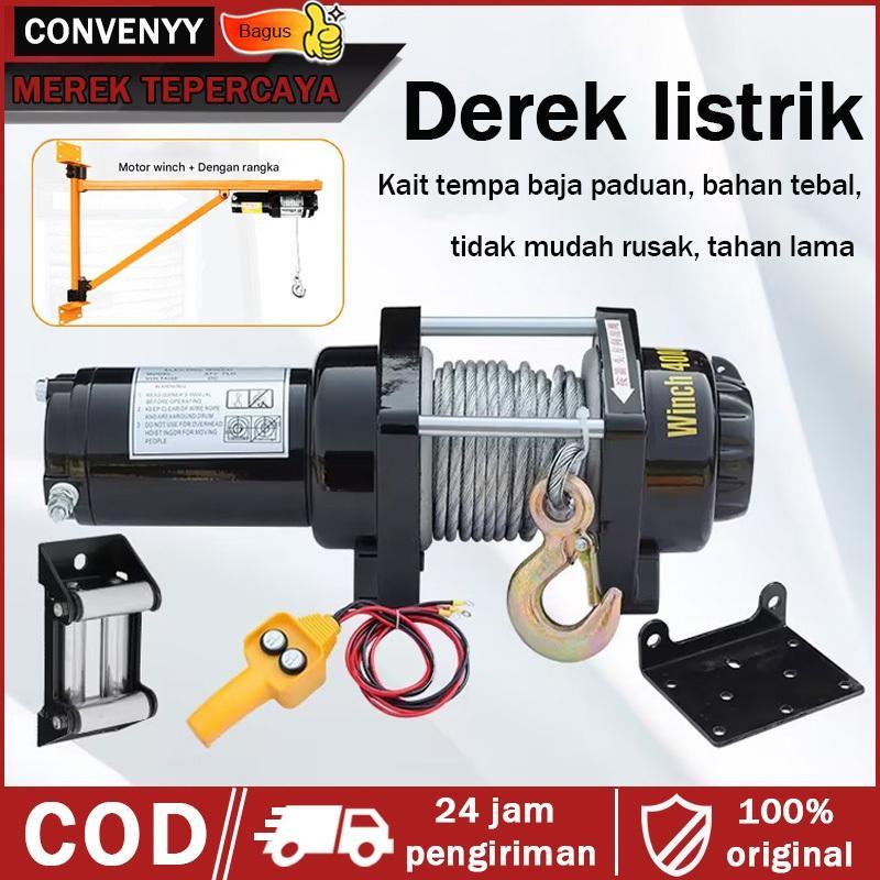 Winch Mobil 12 Volt Katrol Listrik Electric Hoist Wire Rope Katrol Mini Listrik Panjang 10M Indoor D