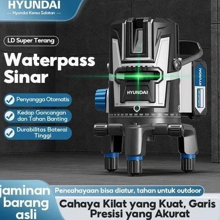 HYUNDAI Laser Level Baterai Waterpass 2/3/5 Line Tingkat Self leveling 360 Laser