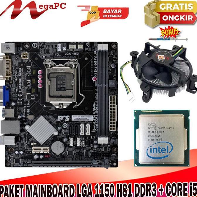Paket Mobo Intel 1150 H81 DDR3 + Core i5 4570 + Fan Free Pasta Suntik