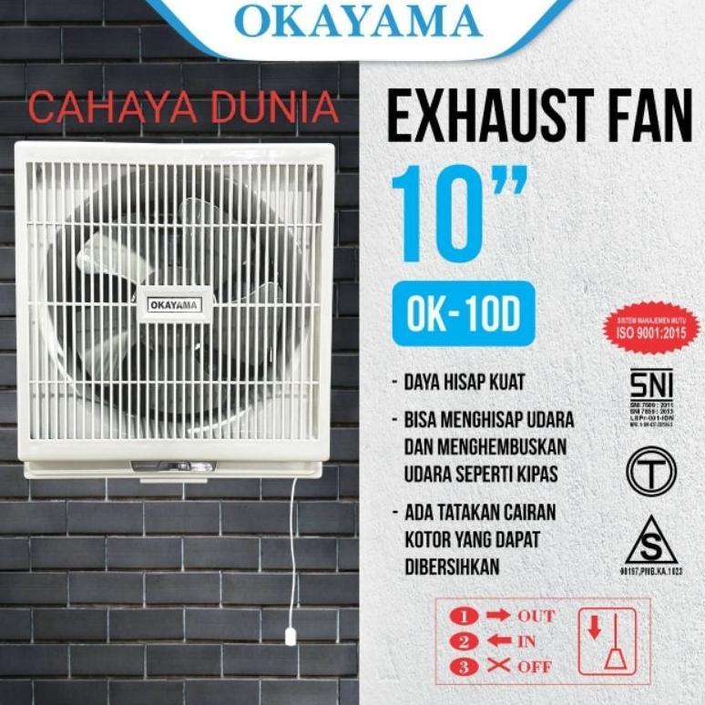 terbaru exhaust fan okayama 10inch dinding (keluar masuk) ok-10 d