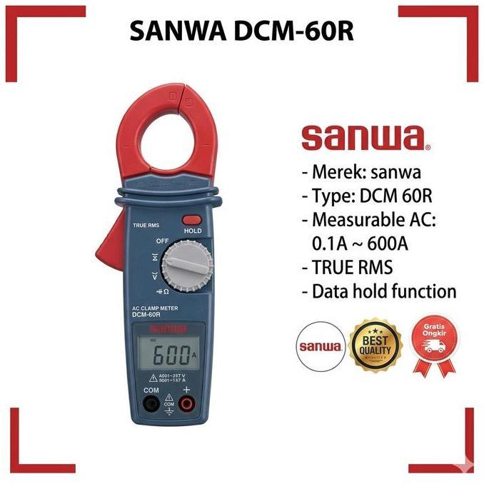 BEBAS ONGKIR - Tang ampere clamp meter Sanwa DCM60R / Tang ampere True RMS Sanwa DCM 60R