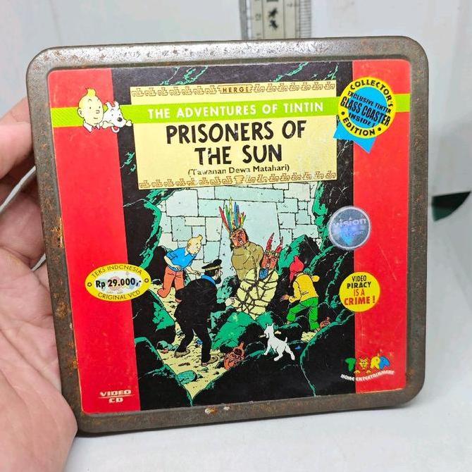 VCD KARTUN THE ADVENTURES OF TINTIN PRISONERS OF THE SUN ORIGINAL TORA TIN CASE KALENG FG75