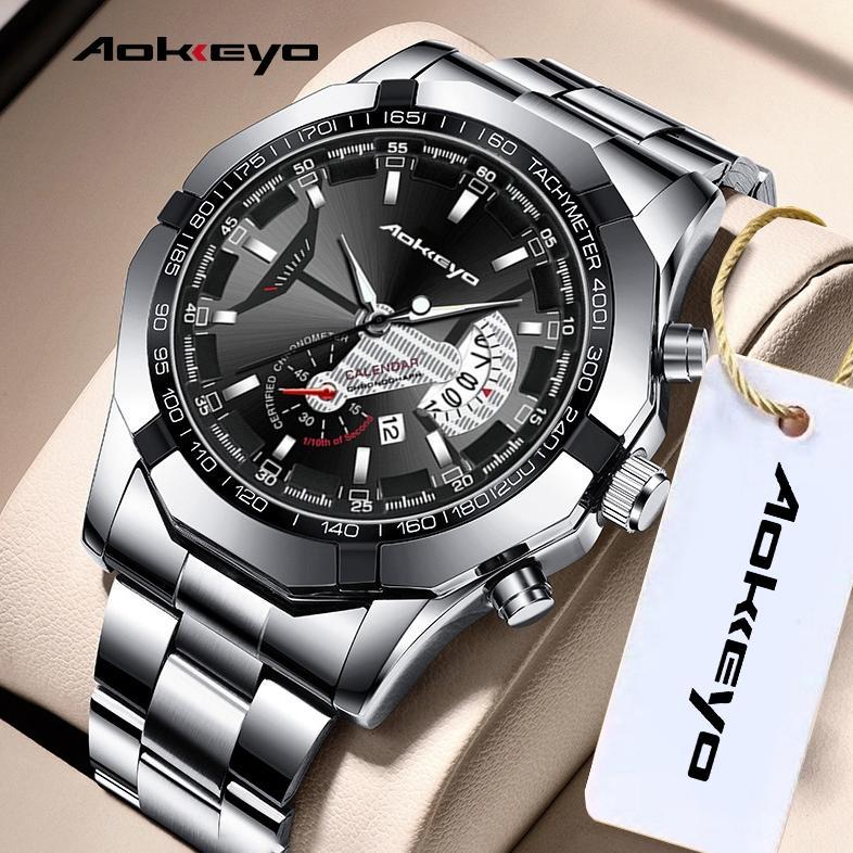 CUCI GUDANG Aokeyo S001 Jam Tangan Pria Anti Air Original Luxury Stainless Steel Jam Tangan Cowok Fr