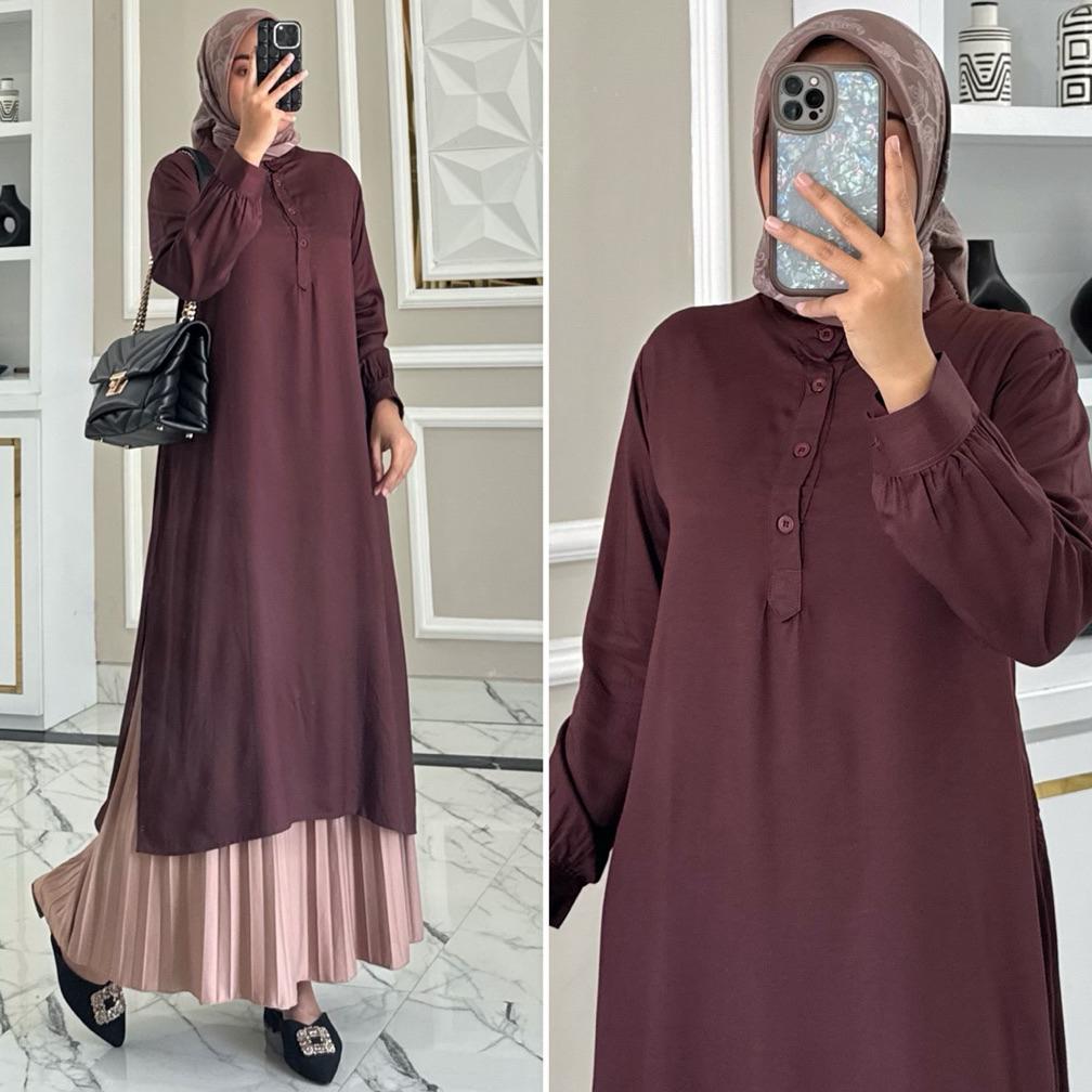 original kalea tunik by zalfa outfit / long tunik rayon twill polos premium