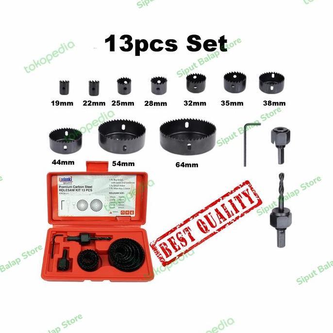 PAKET MESIN BOR 10MM MATA BOR HIDROPONIK KAYU PVC HOLE SAW SET 13 16PC
