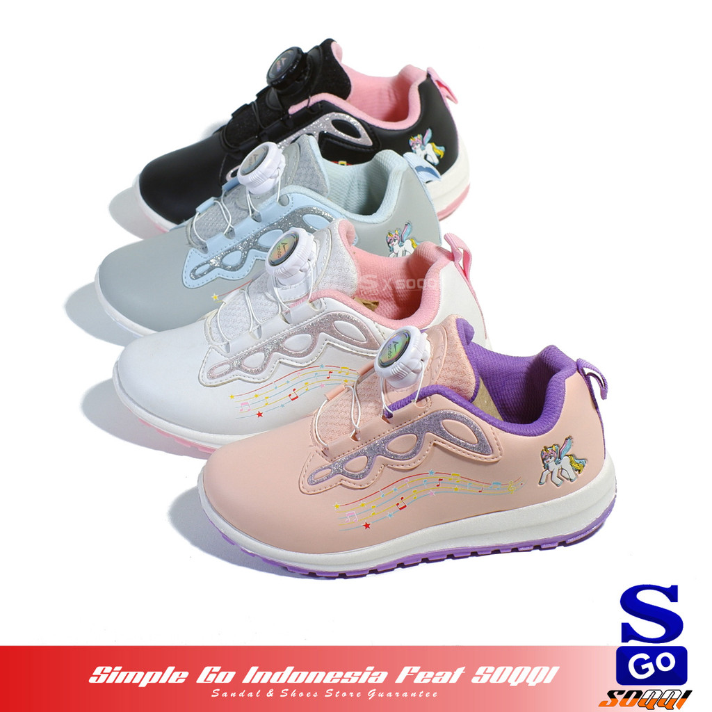 Ando Melodies Spinner Sepatu Anak Perempuan Sekolah Tk Original Sneakers Anak2 Cewek 29-32