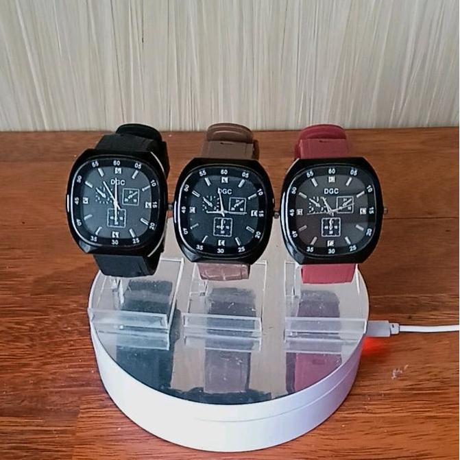 Toki- 3Pcs(Hitam Coklat Merah) Jam Tangan Nita/Pria Unisex Tali Silikon Rubber Hitam Coklat Maroon O