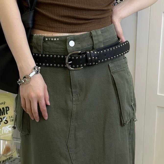 Asura- Punk Dan Y2K Ikat Pinggang Nita Pria Sabuk Keren Pinggang Pria Belt Nita Fashion Belt Gaya Pu