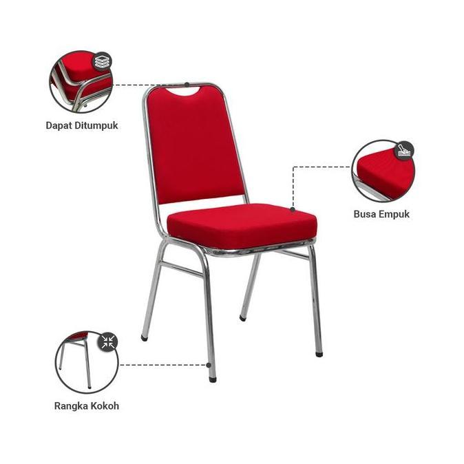 Informa Lion Kursi Banquet Fabric - Merah Kursi Pesta Kursi Susun Tempat Duduk Bangku Acara Perlengk