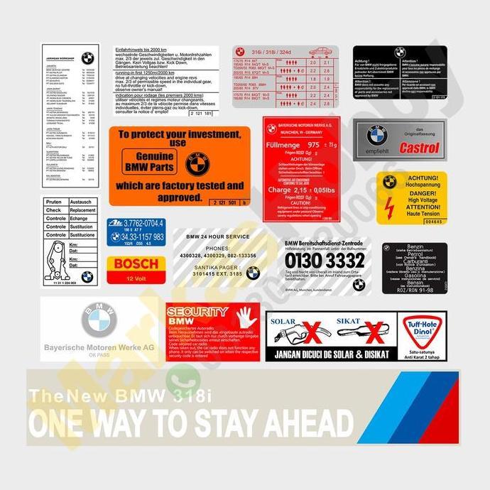 STIKER BMW E30 WARNING SET HEMAT