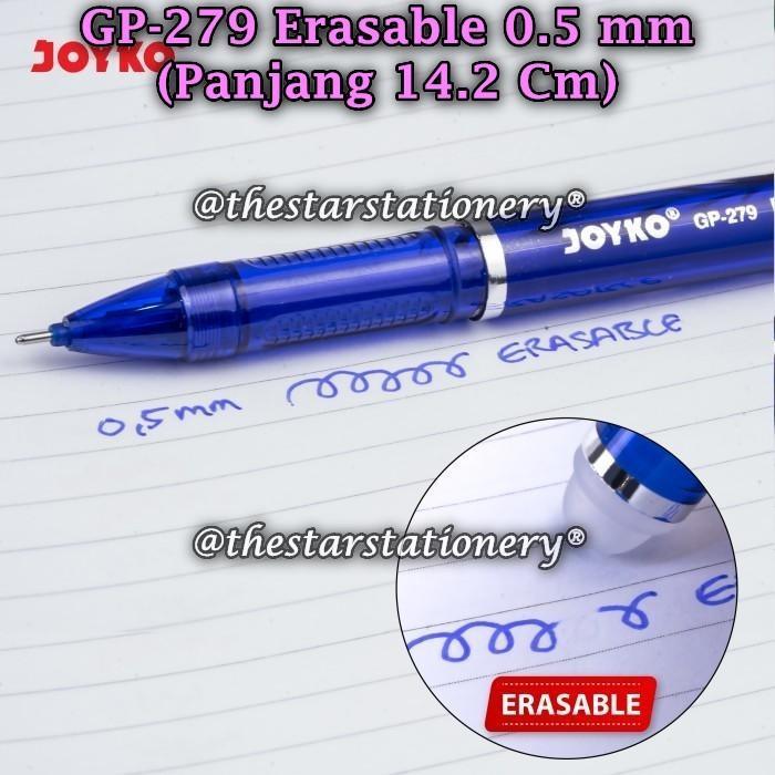 (1 Pak Isi 12 Pcs) Erasable Gel Pen Joyko Gp-279 0.5 Mm / Pulpen Bisa Dihapus Joyko Gp-279 (Pack/12)