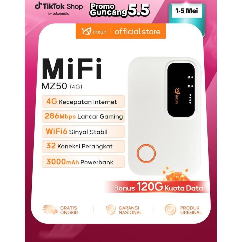 Cod Bonus 120Gb 12 Bulan S&K |  Xinxun Mz50 Mifi Wifi 6 4G Lte 286Mbps Modem Portable Sim Card Route