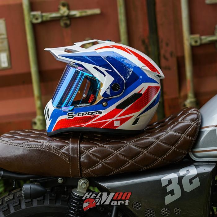 Njs S-Cross Motif Helm Njs Semi Cross Helm Adventure Scross Rumble Avante Original Dan Terpercaya