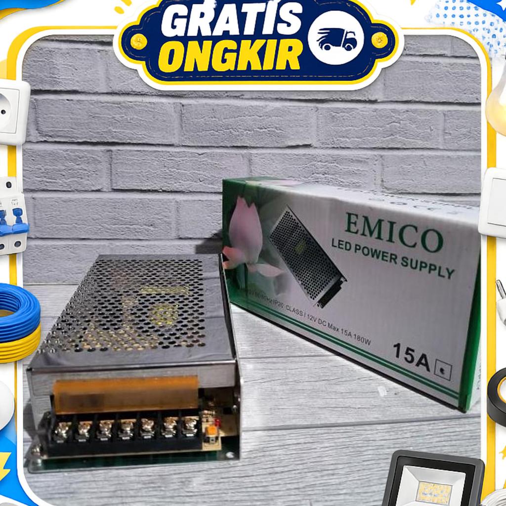 Emico Trafo 15A Power Supply 15 Ampere Travo 12V Adaptor 12 Volt