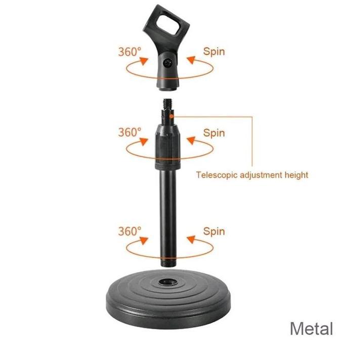 Promo Metal Stand Mic With Shock Mount Mic And Mic Holder - Stand Mikrofon Pendek Dekstop Rapat Conf