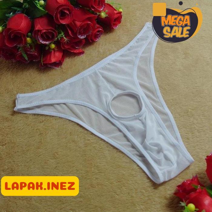 CELANA DALAM PRIA NYAMAN TRANSPARAN OPEN THONG BAHAN RENDA Y050- SEGITIGA DEWASA BY INE'Z COLLECTION