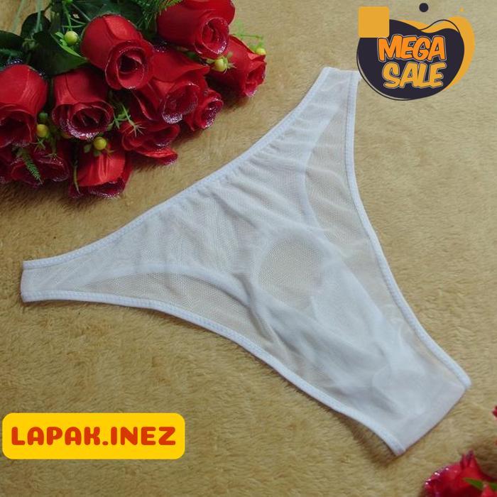 CELANA DALAM PRIA NYAMAN TRANSPARAN OPEN THONG BAHAN RENDA Y050- SEGITIGA DEWASA BY INE'Z COLLECTION