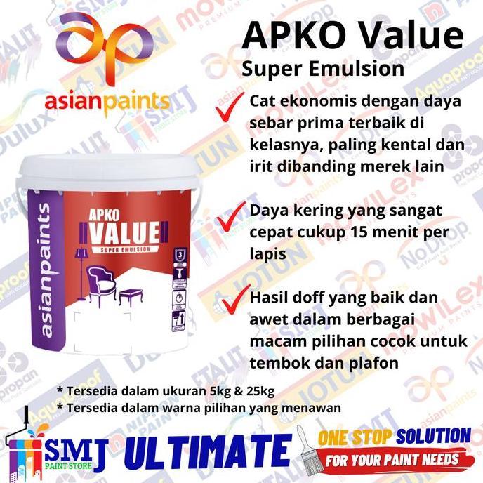 CAT TEMBOK INTERIOR APKO VALUE SUPER EMULSION 25 KG