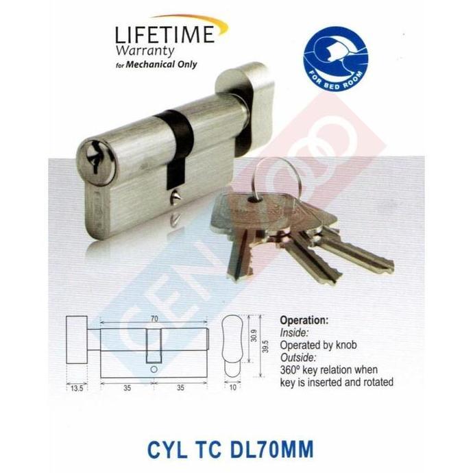 Silinder Kunci Knob Cylinder Dekkson TC DL 70 MM SN Kunci Dekkson 70