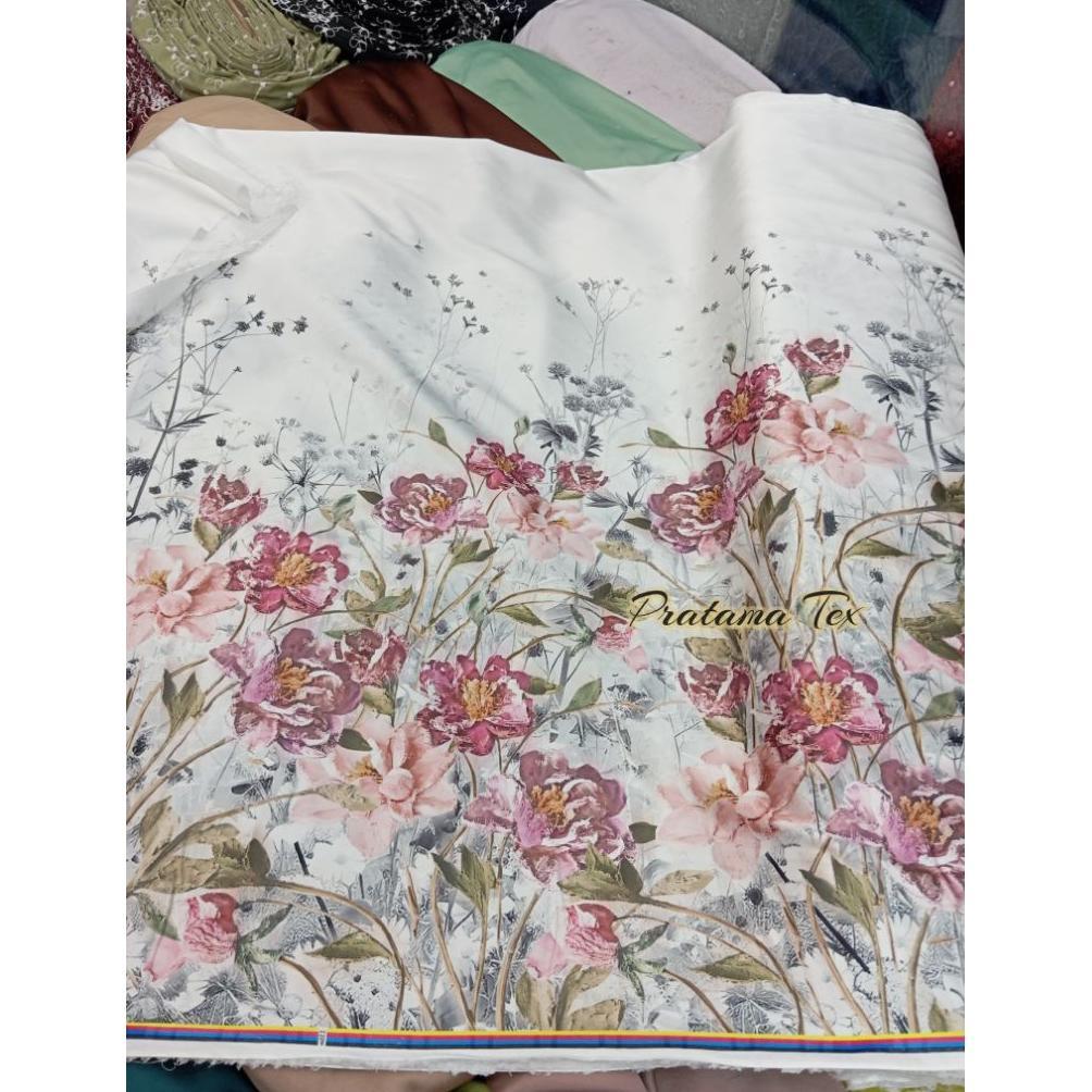Bahan Kain Sutra/Kain Sutra Motif Bunga _Kain Dres,Gamis,Dll