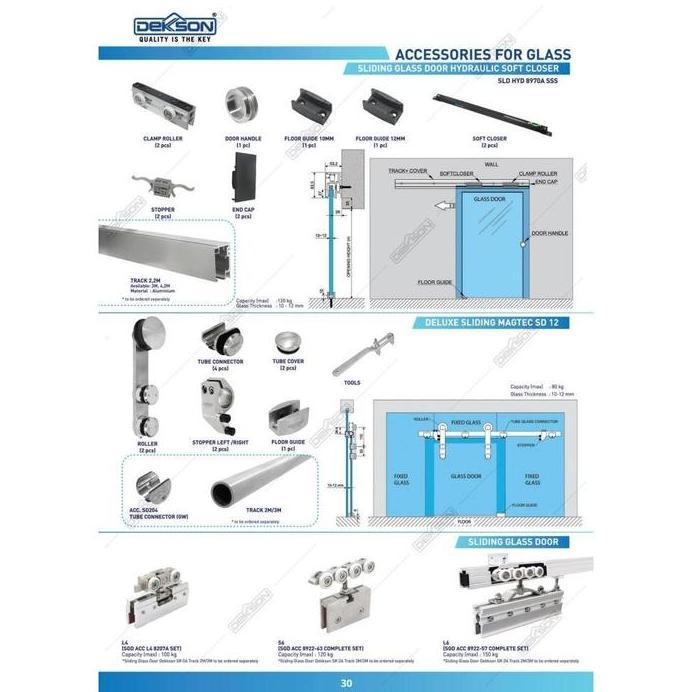 SLIDING GLASS ACC DEKKSON SGD ACC 8922-57 L6 Glass Clamp Roller Only