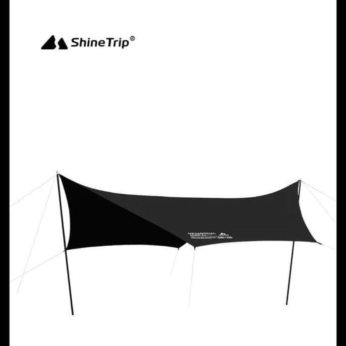 SHINETRIP HEXAGONAL BLACK VYNIL AWNING FLYSHEET SHELTER TENT OUTDOOR KAIN ANTIAIR LUAR RUANGAN BERKE