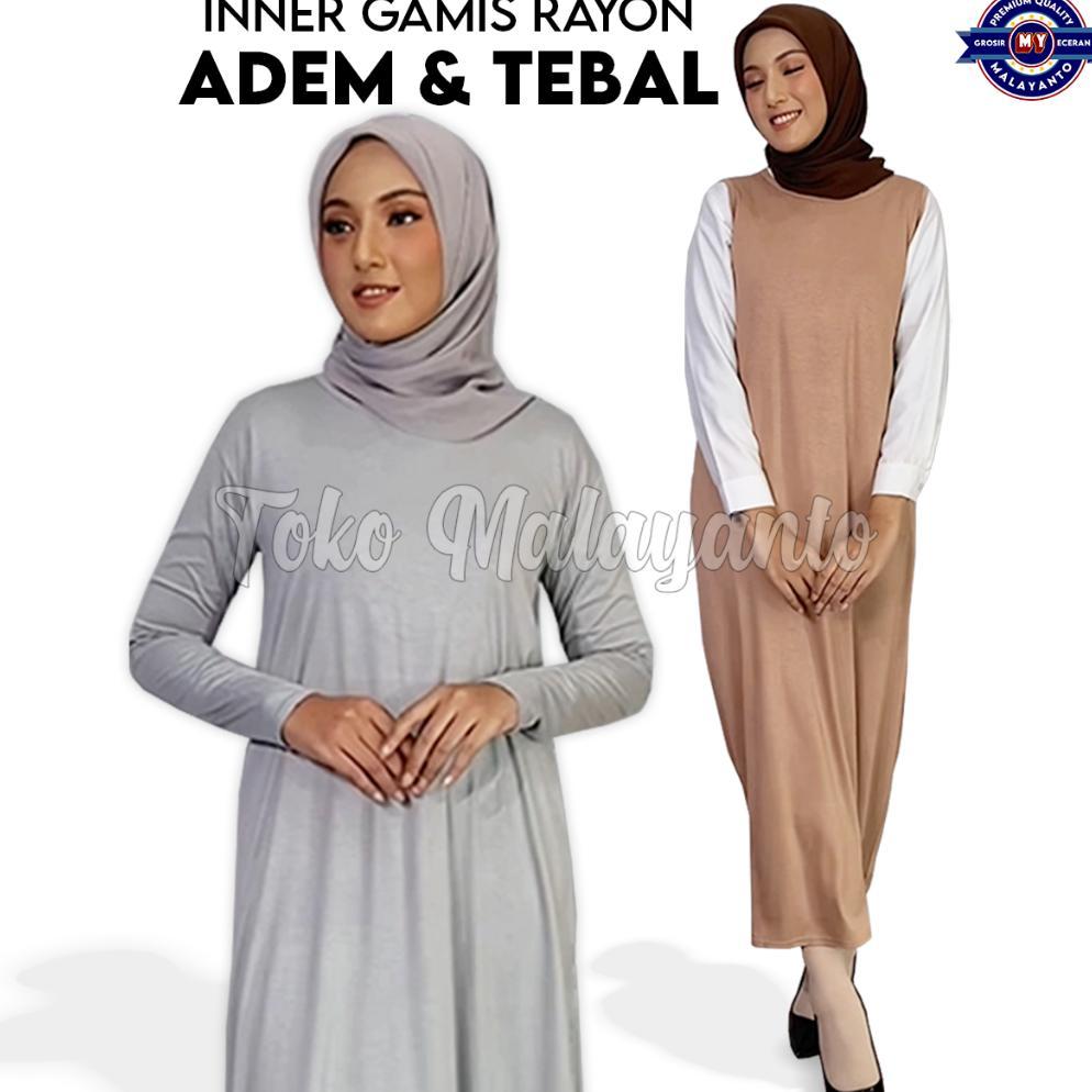 Unik Inner Dress Premium Baju Manset Gamis Lengan Panjang Tanpa Tangan Buntung Wanita Kerah Leher Tu