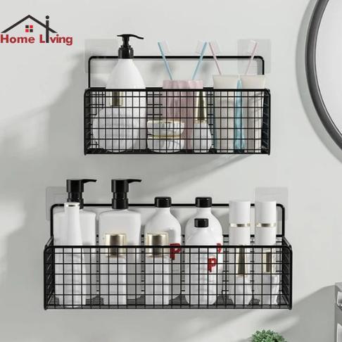 OFFICIAL HL Rak Gantung Kamar Mandi Rak Keranjang Jaring Besi Tempel Dinding Serba Guna