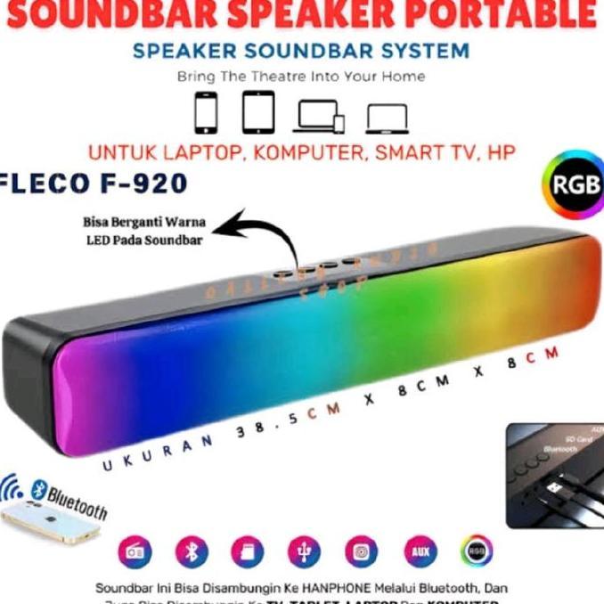 SOUNDBAR FLECO F-920 SPEAKER WIRELESS THEATER AUDIO STEREO SUBWOOFER SUPPORT TWS SPEAKER PORTABEL SP