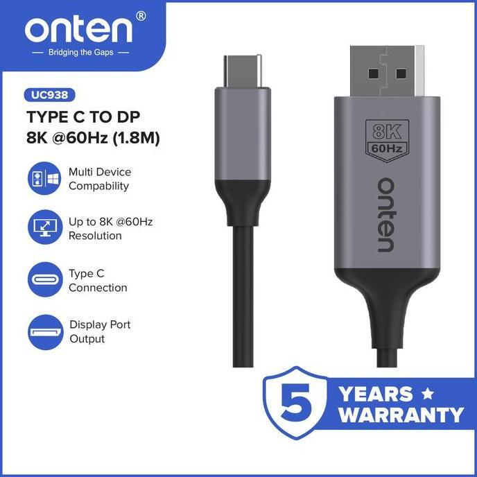 Onten UC938 Kabel Type C to DP Display Port Support 8K 60Hz Resolution 1.8M 1.8 Meter