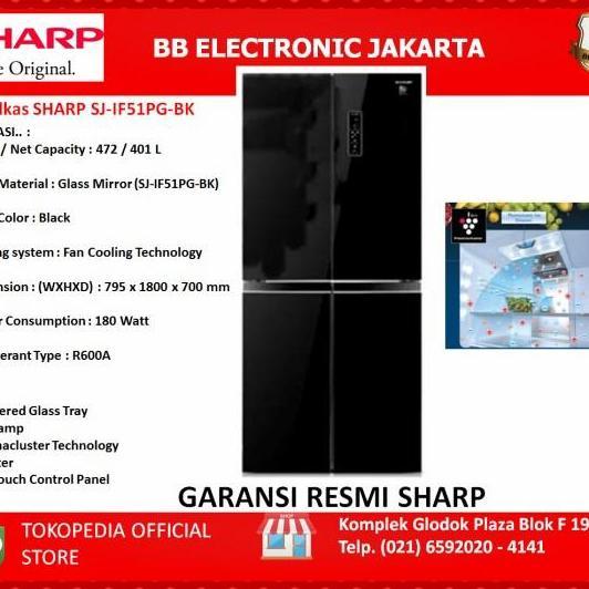 Kulkas SHARP SJ-IF51PG-BK Inverter
