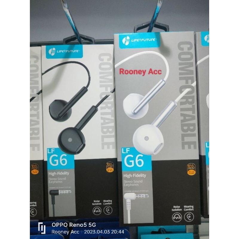 Headset Hf Hetset Life Future G6 Model Tanpa Karet Di Ujung Hf  Super Soft Bass Stereo Sound Earphon