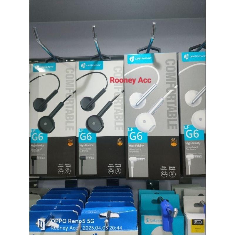 Headset Hf Hetset Life Future G6 Model Tanpa Karet Di Ujung Hf  Super Soft Bass Stereo Sound Earphon
