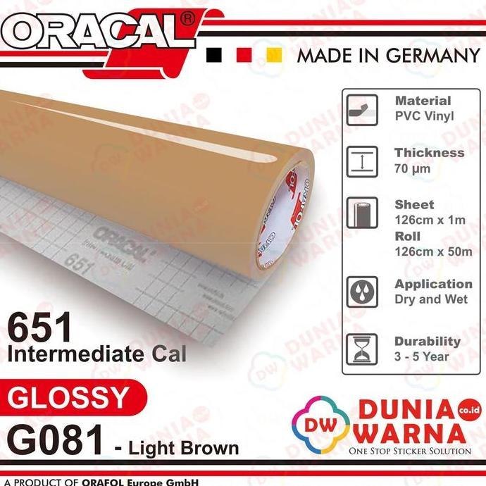Oracal 651 081 Light Brown 651G Gloss 651M Matte (Doff) Sticker Vinyl Calendered Intermediate Cal