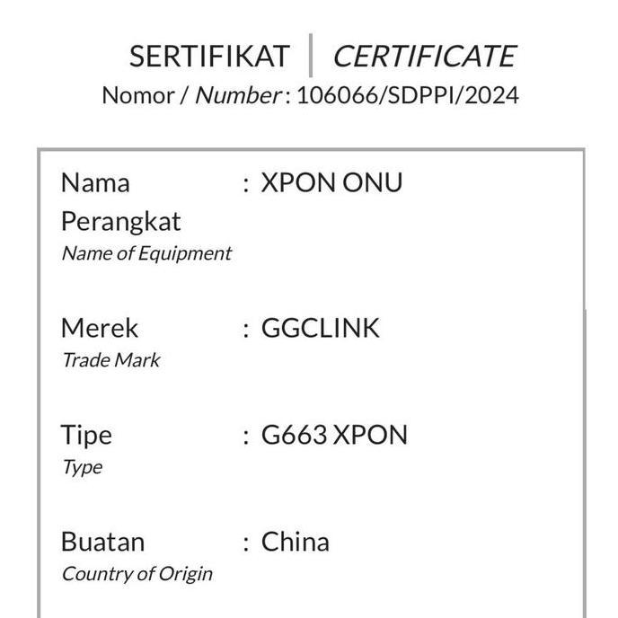 ONT XPON GGCLink G663 New Baru EPON GPON ONU Bukan  F663NV3A