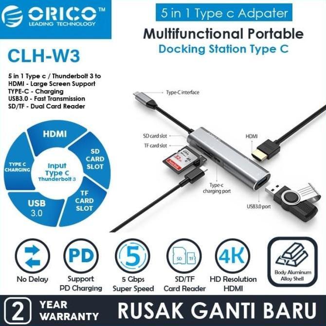 ORICO CLH-W3 Type-C to USB 3.0 4K HDMI PD Charge Hub TF SD Card Read