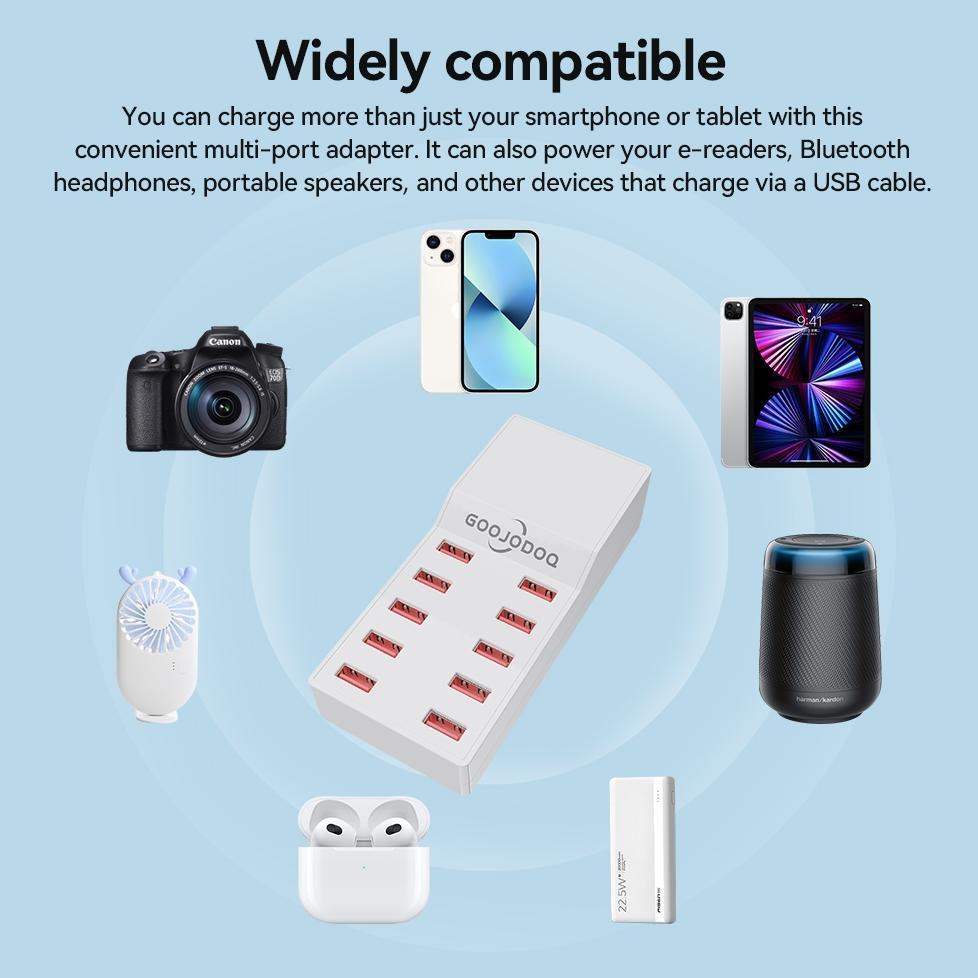 BestPromo Goojodoq Fast Pd Charger 60W 10 Ports For Iphone Android Quick Usb Charging Station Power 
