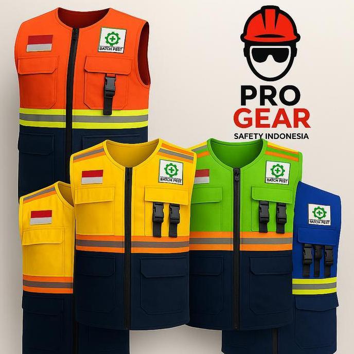 Pro Gear Rompi Safety K3 Proyek High Visibility Rompi Kerja Reflektif Safety Vest APD Proyek Lapanga