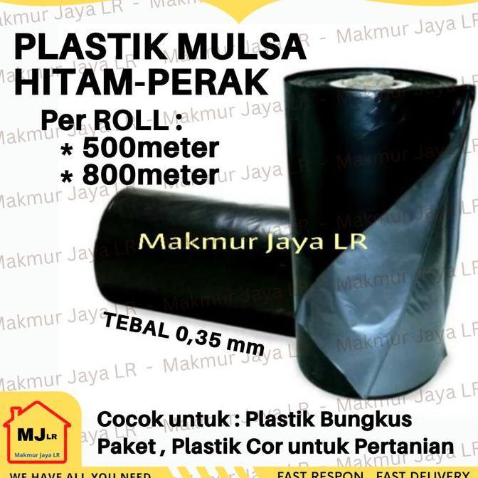 Plastik Cor Hitam 800m / 500m Plastik Mulsa Hitam Perak / Packing Bungkus Paket Barang / Pertanian P